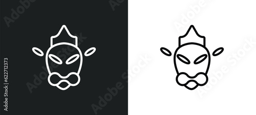 Foto hanuman outline icon in white and black colors