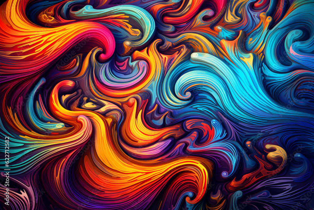 A swirling vortex of colors and shapes, represents the expansion of consciousness. abstract colorful background