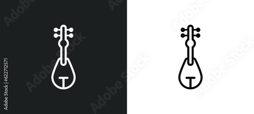 veena outline icon in white and black colors. veena flat vector icon from india and holi collection for web, mobile apps and ui.