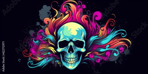 Colorful skull, generative ai