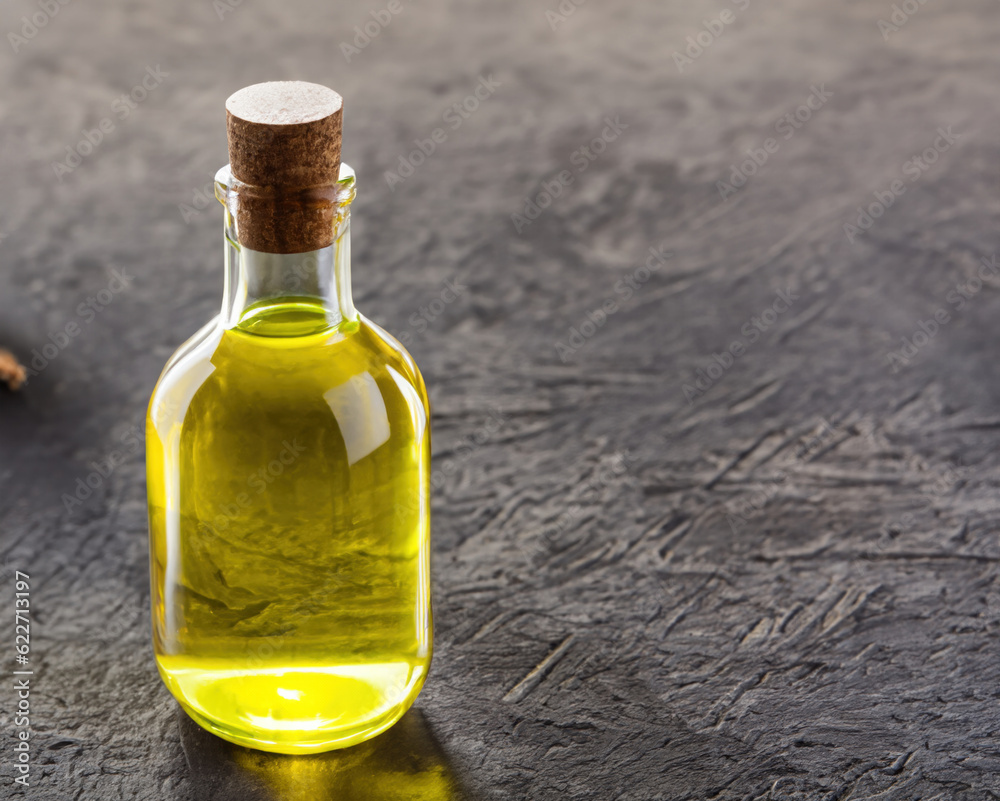 Organic Vegetable Oil in Glass Bottle: Healthy and Natural Cooking Ingredient for Gourmet Cuisine and Tasty Recipes