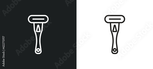 shaving razor outline icon in white and black colors. shaving razor flat vector icon from hygiene collection for web, mobile apps and ui.