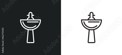 washbowl outline icon in white and black colors. washbowl flat vector icon from hygiene collection for web, mobile apps and ui.