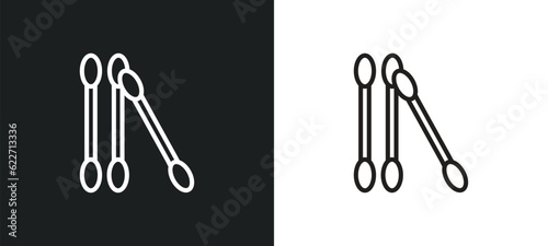 cotton swabs outline icon in white and black colors. cotton swabs flat vector icon from hygiene collection for web, mobile apps and ui.