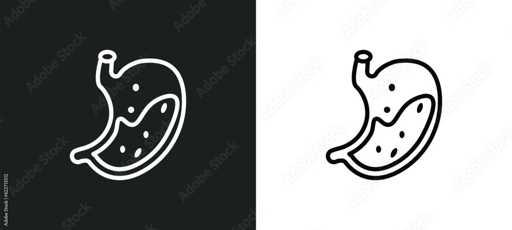 stoh with liquids outline icon in white and black colors. stoh with liquids flat vector icon from human body parts collection for web, mobile apps and ui.