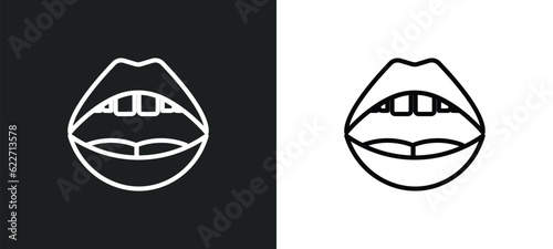 mouth open outline icon in white and black colors. mouth open flat vector icon from human body parts collection for web, mobile apps and ui.