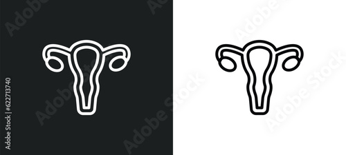human uterus outline icon in white and black colors. human uterus flat vector icon from human body parts collection for web, mobile apps and ui.