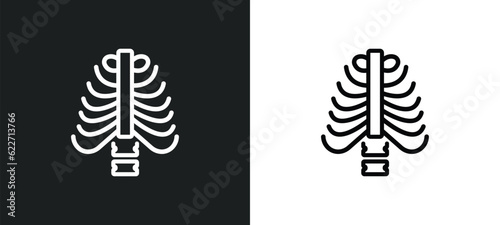 human ribs outline icon in white and black colors. human ribs flat vector icon from human body parts collection for web, mobile apps and ui.