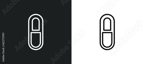 capsule black and white variant outline icon in white and black colors. capsule black and white variant flat vector icon from human body parts collection for web, mobile apps ui.