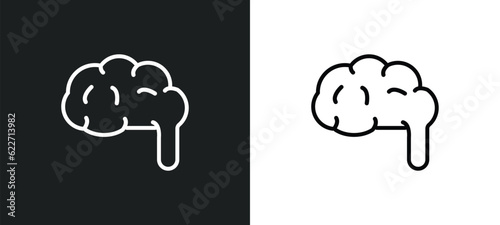 brain body organ outline icon in white and black colors. brain body organ flat vector icon from human body parts collection for web, mobile apps and ui.