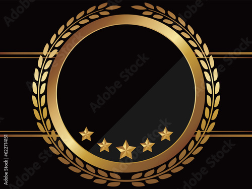 高級感のあるエンブレムの背景　横位置　ブラック＆ゴールド