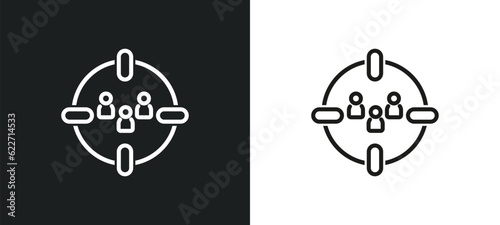 target audience outline icon in white and black colors. target audience flat vector icon from human resources collection for web, mobile apps and ui.