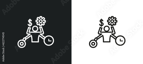 multitask outline icon in white and black colors. multitask flat vector icon from human resources collection for web, mobile apps and ui.