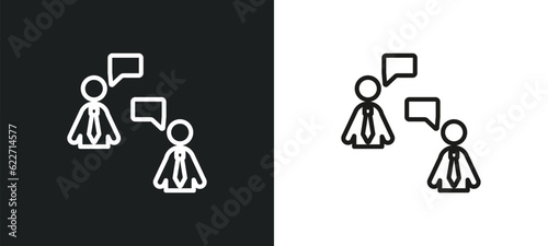 dialogue outline icon in white and black colors. dialogue flat vector icon from human resources collection for web, mobile apps and ui.