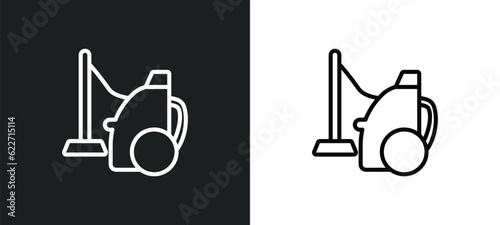 vacuum cleaner outline icon in white and black colors. vacuum cleaner flat vector icon from hotel collection for web, mobile apps and ui.