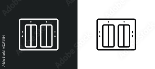 elevator outline icon in white and black colors. elevator flat vector icon from hotel collection for web, mobile apps and ui.