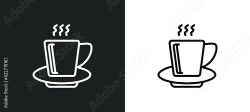coffee outline icon in white and black colors. coffee flat vector icon from hotel collection for web, mobile apps and ui.