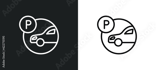 parking outline icon in white and black colors. parking flat vector icon from hotel collection for web, mobile apps and ui.