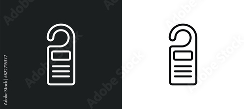 door hanger outline icon in white and black colors. door hanger flat vector icon from hotel and restaurant collection for web, mobile apps and ui.