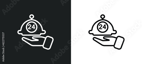 room service outline icon in white and black colors. room service flat vector icon from hotel collection for web, mobile apps and ui.