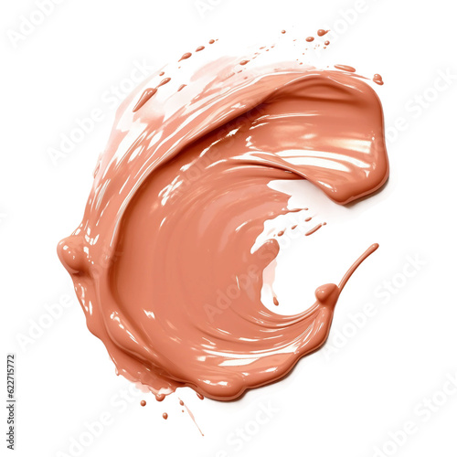 Rose gold paint stroke. isolated object, transparent background