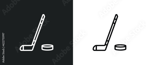 hockey stick outline icon in white and black colors. hockey stick flat vector icon from hockey collection for web, mobile apps and ui.