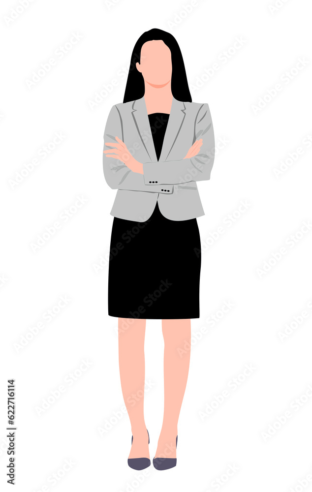 Fototapeta premium Beautiful businesswoman, set of portrait and full length view. Flat illustration isolated on white background.