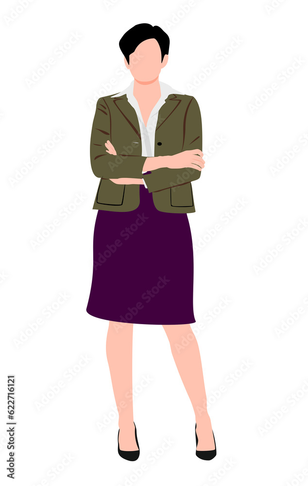 Beautiful businesswoman, set of portrait and full length view. Flat illustration isolated on white background. Beautiful businesswoman, set of portrait and full length view. Flat illustration isolated on white background.