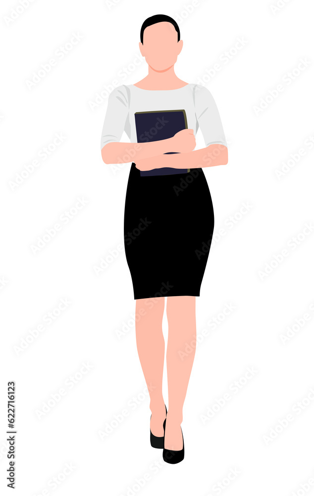 Beautiful businesswoman, set of portrait and full length view. Flat illustration isolated on white background. Beautiful businesswoman, set of portrait and full length view. Flat illustration isolated on white background.