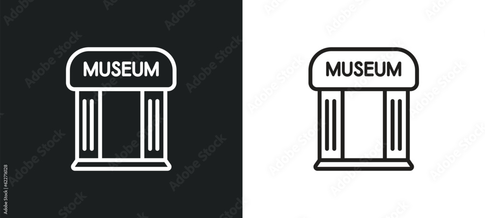 Fototapeta premium museum outline icon in white and black colors. museum flat vector icon from history collection for web, mobile apps and ui.