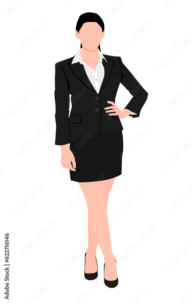Beautiful businesswoman, set of portrait and full length view. Flat illustration isolated on white background. Beautiful businesswoman, set of portrait and full length view. Flat illustration isolated on white background.