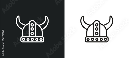 viking helmet outline icon in white and black colors. viking helmet flat vector icon from history collection for web, mobile apps and ui.