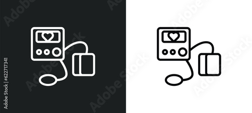 sphygmomanometer outline icon in white and black colors. sphygmomanometer flat vector icon from health and medical collection for web, mobile apps and ui.