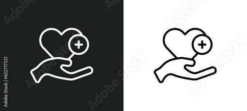 health care outline icon in white and black colors. health care flat vector icon from health and medical collection for web, mobile apps and ui.