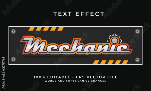 Yellow gradient Mechanic text effect editable premium vector