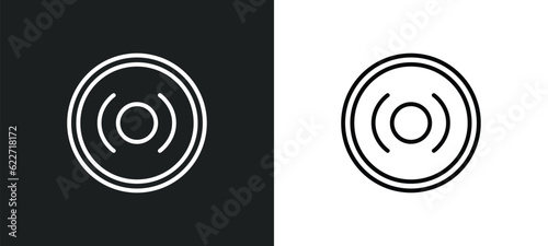 weight plates outline icon in white and black colors. weight plates flat vector icon from gym equipment collection for web, mobile apps and ui.