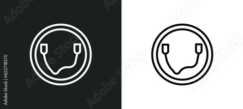 jumping rope outline icon in white and black colors. jumping rope flat vector icon from gymandfitness collection for web, mobile apps and ui.