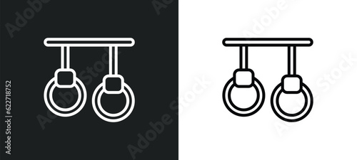 gymnastic rings outline icon in white and black colors. gymnastic rings flat vector icon from gymandfitness collection for web, mobile apps and ui.