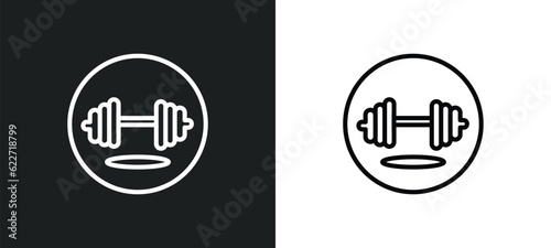 barbell outline icon in white and black colors. barbell flat vector icon from gymandfitness collection for web, mobile apps and ui.