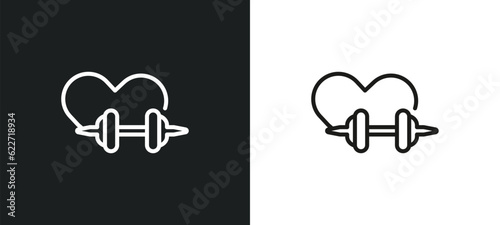 fitness heart outline icon in white and black colors. fitness heart flat vector icon from gym and fitness collection for web, mobile apps and ui.