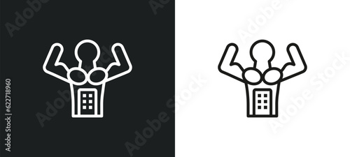 bodybuilder outline icon in white and black colors. bodybuilder flat vector icon from gym and fitness collection for web, mobile apps and ui.