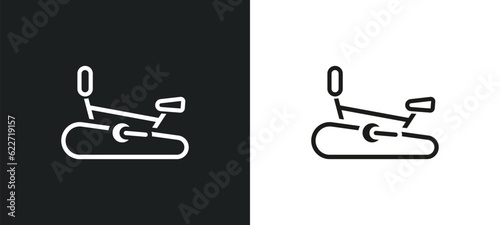 exercise bike outline icon in white and black colors. exercise bike flat vector icon from gym and fitness collection for web, mobile apps and ui.