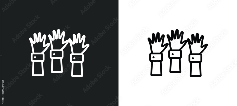 hands up outline icon in white and black colors. hands up flat vector icon from gestures collection for web, mobile apps and ui.