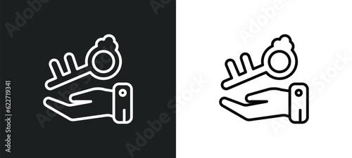 hanging over the key outline icon in white and black colors. hanging over the key flat vector icon from gestures collection for web, mobile apps and ui.