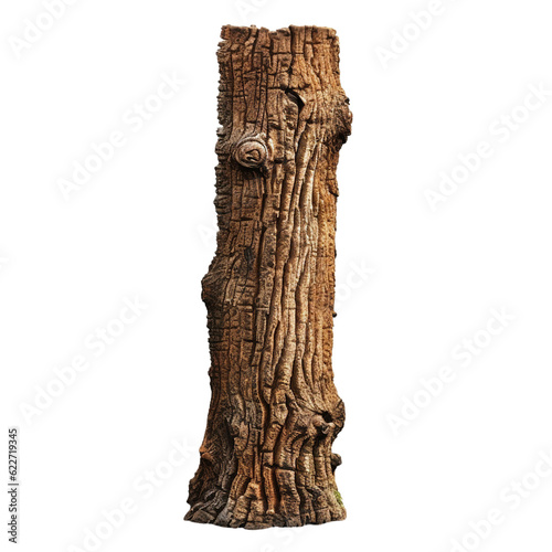 Tree trunk with carvings. isolated object, transparent background photo