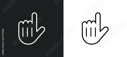 hand pointer outline icon in white and black colors. hand pointer flat vector icon from gestures collection for web, mobile apps and ui.