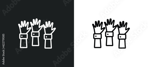 hands up outline icon in white and black colors. hands up flat vector icon from gestures collection for web, mobile apps and ui.