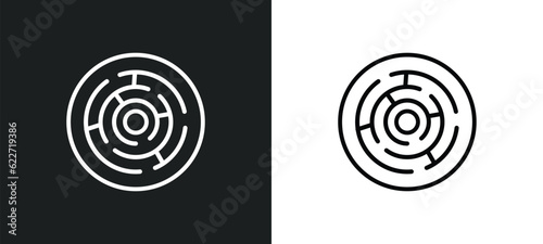 labyrinth outline icon in white and black colors. labyrinth flat vector icon from greece collection for web, mobile apps and ui.