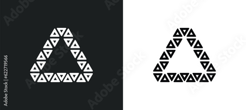 polygonal triangular recycle outline icon in white and black colors. polygonal triangular recycle flat vector icon from geometry collection for web  mobile apps and ui.