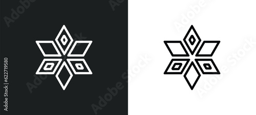 polygonal star of six points outline icon in white and black colors. polygonal star of six points flat vector icon from geometry collection for web, mobile apps and ui.